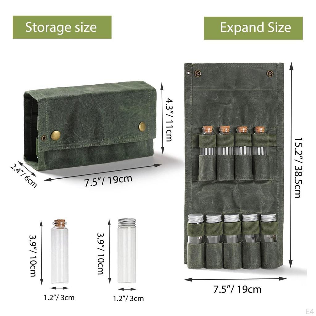 9 Pieces Folding Spice containers Storage Bag ,Seasoning Bottle Canvas Sealed Transparent for