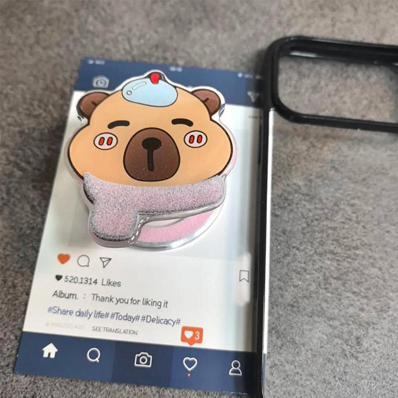 Ins Latest 3D Animation Capybara Magnetic Phone Holder For Ring Finger Expanding Stand Mobile Phone Accessories