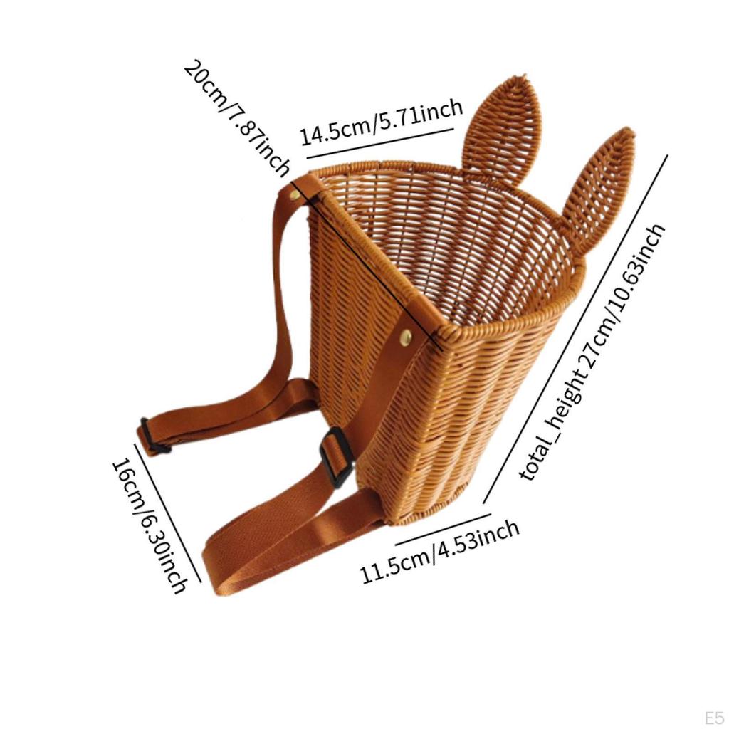 Imitation Rattan Backpack Basket Hand Woven Vacation Weekend Farm Garden Storage Camping