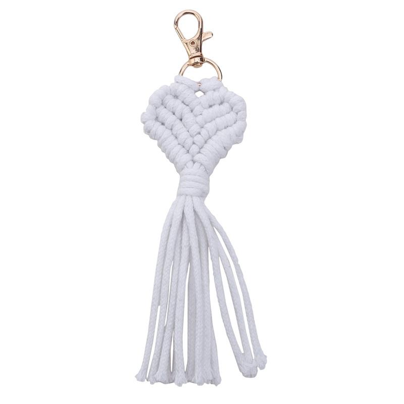 Kreative herzförmige Mini-Makramee-Schlüsselanhänger Boho handgewebte Quasten-Schlüsselanhänger für Autoschlüssel, Handtasche, Telefon, Geldbörse, Hochzeitsgeschenk