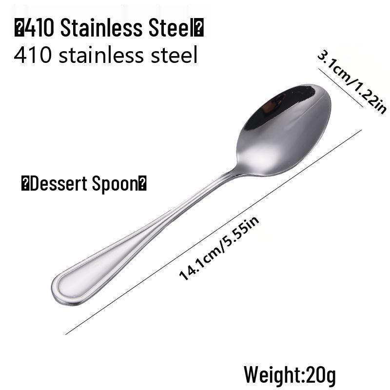 410 Stainless Steel Four-Piece Cutlery Set: Knife, Fork, Spoon - Single/Double Line for Home or Hotel Dining