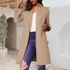 Fashionable Women's Coat Trend Plus Size Tweed Long Suit Jacket Stylish And Elegant Solid Color Coat