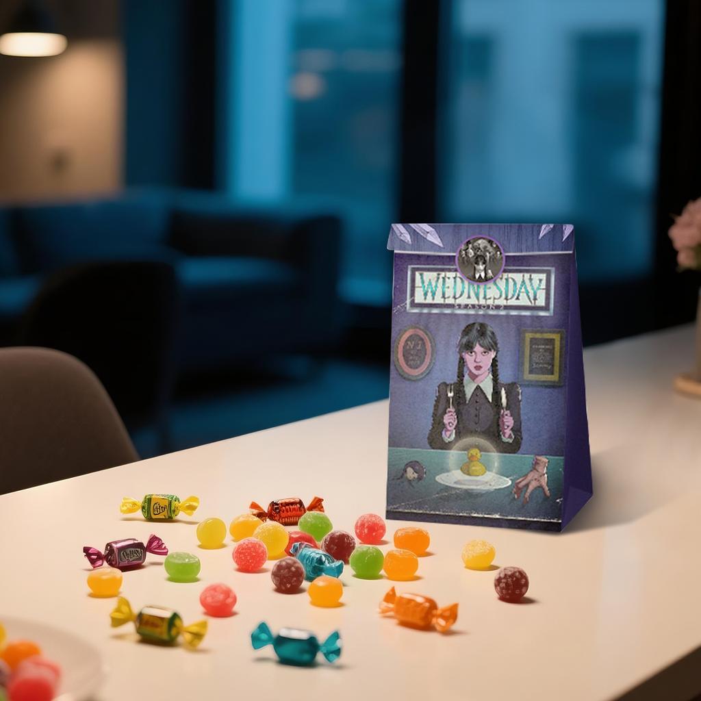 Bag Flat Mouth Gift Bag Sticker Four Styles Eight Patterns 12 Paper Bags 12Stickers Holiday Gift Bags