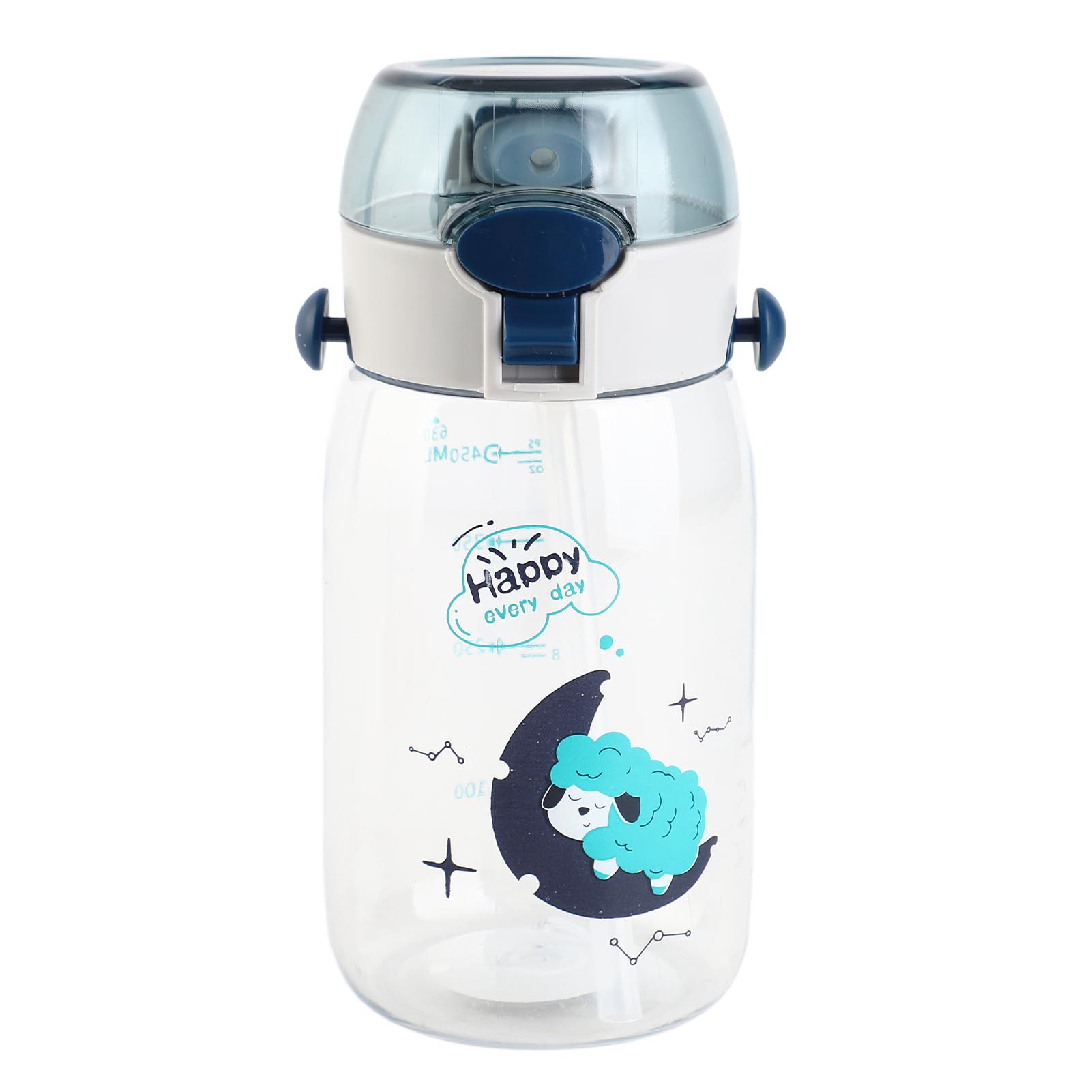 

Kids Water Bottle with Straw PC PP Silicone 530ml Spill Proof Cute Cartoon Sports Water Bottle with