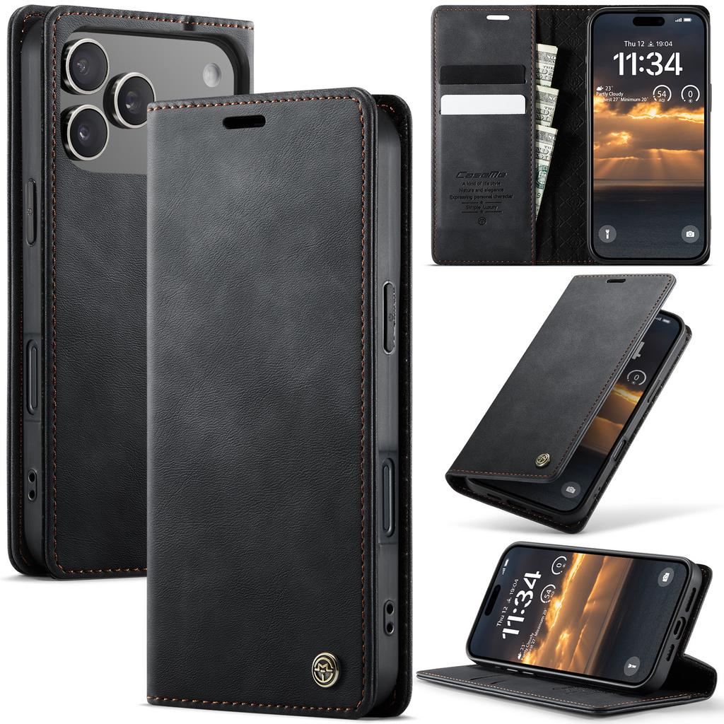 Suitable for iPhone 17 Pro card slot phone case, Samsung S25 ULTRA calf pattern leather case, A15 flip retro case
