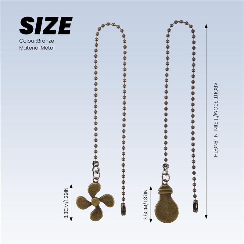 M-Modern-4Pcs Ceiling Fan Pull Chain Set,Bulb And Fan Pattern Pull Chain Extension Fan Pull Chain Pendant 12 Inch