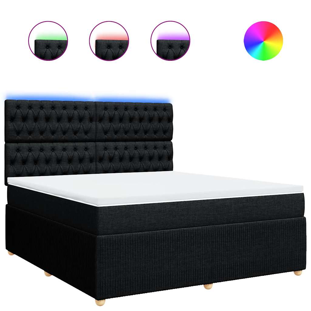 Vidaxl Continental Bed with Mattress, Black, Fabric 180X200 Cm
