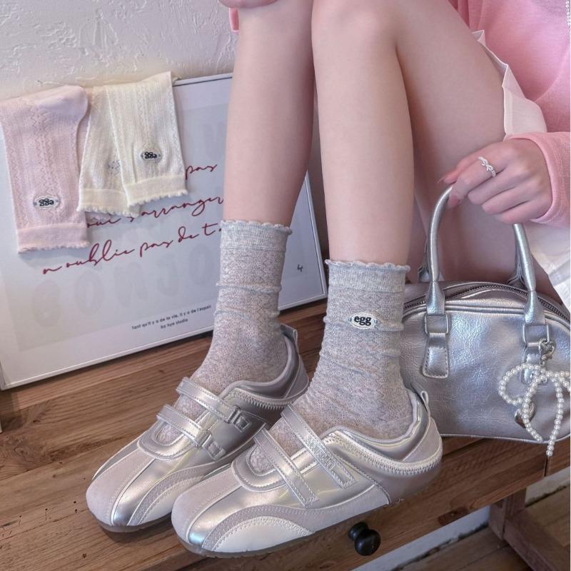 Spring and Summer Embroidered Socks for Children - Simple Summer Mesh Breathable Solid Color Layered Socks