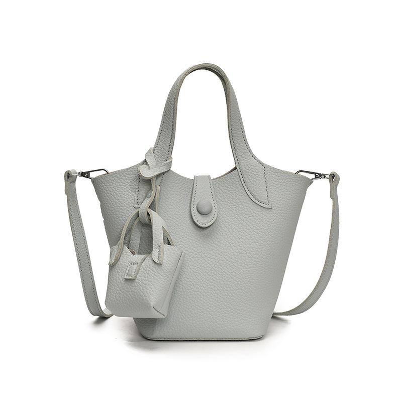 Korean hot-selling simple and high-end lychee pattern portable vegetable basket bag niche design fashionable and versatile messenger women's bag