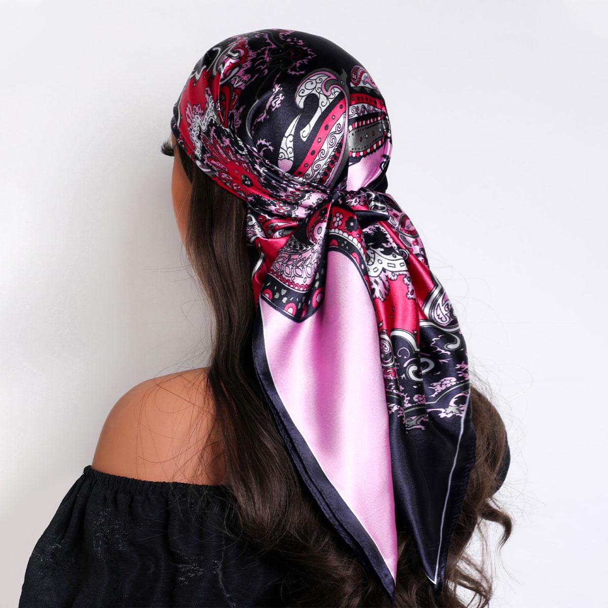 Hoofddoek Dames Luxe Vierkante Zijden Foulard Satijnen Bandana Zomer Zacht Neckerchief Hijab Haarsjaals Voor Dames gray