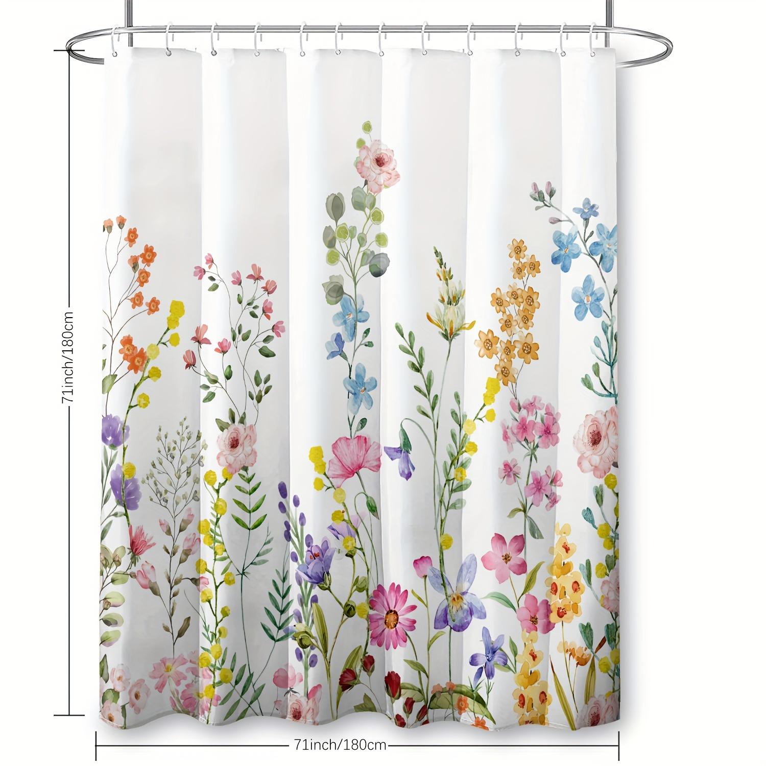 

1 шт. 180x180 см Водонепроницаемая Цветочная Шторка для Душа - Полиэстер, 12 Крючков, Всесезонная, Стирка в Машине, Цветочный Узор W90XH180cm