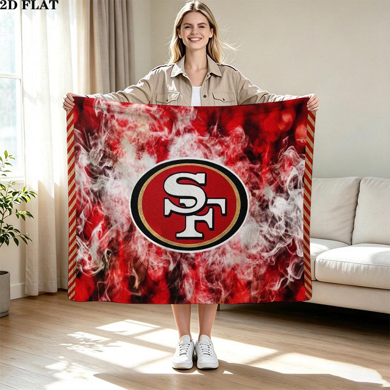 San Francisco 49ers Flanelldecke Hochwertig Warm Bequem Decke für Alle Jahreszeiten Perfekt für Geschenke Heimdekoration