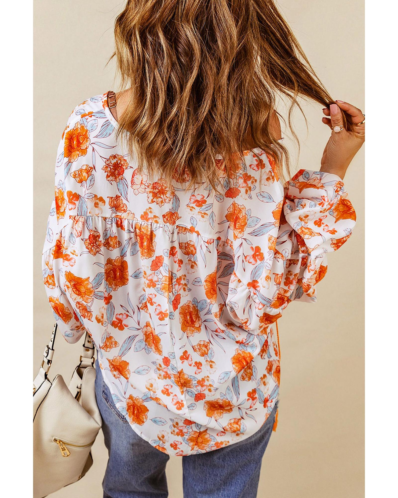 

Azura Exchange Floral Print Dolman Blouse M помаранчевий