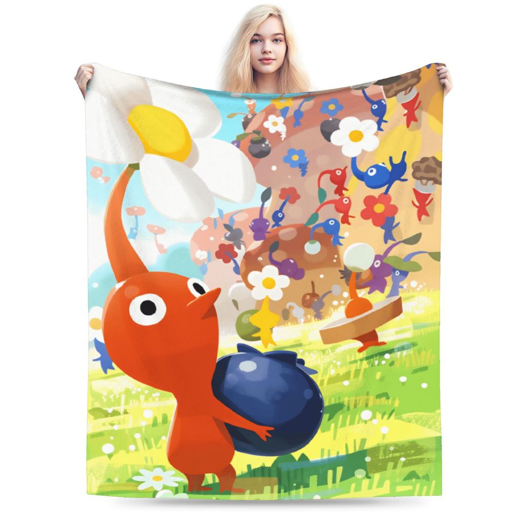 ALL Pikmin Warm Soft Blanket  Kids Adult Plush Throw Blanket Funny Couch Chair Flannel Bedspread Sofa Bed Cover
