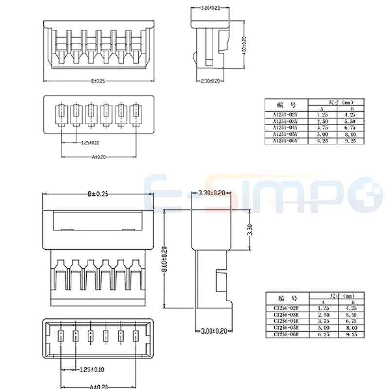 5/10Pairs Mini 1.25mm Connector Pitch 1.25mm Male Plug Female Jack Socket 2P 3P 4P 5P 6P Connectors with Wire Cable 100MM