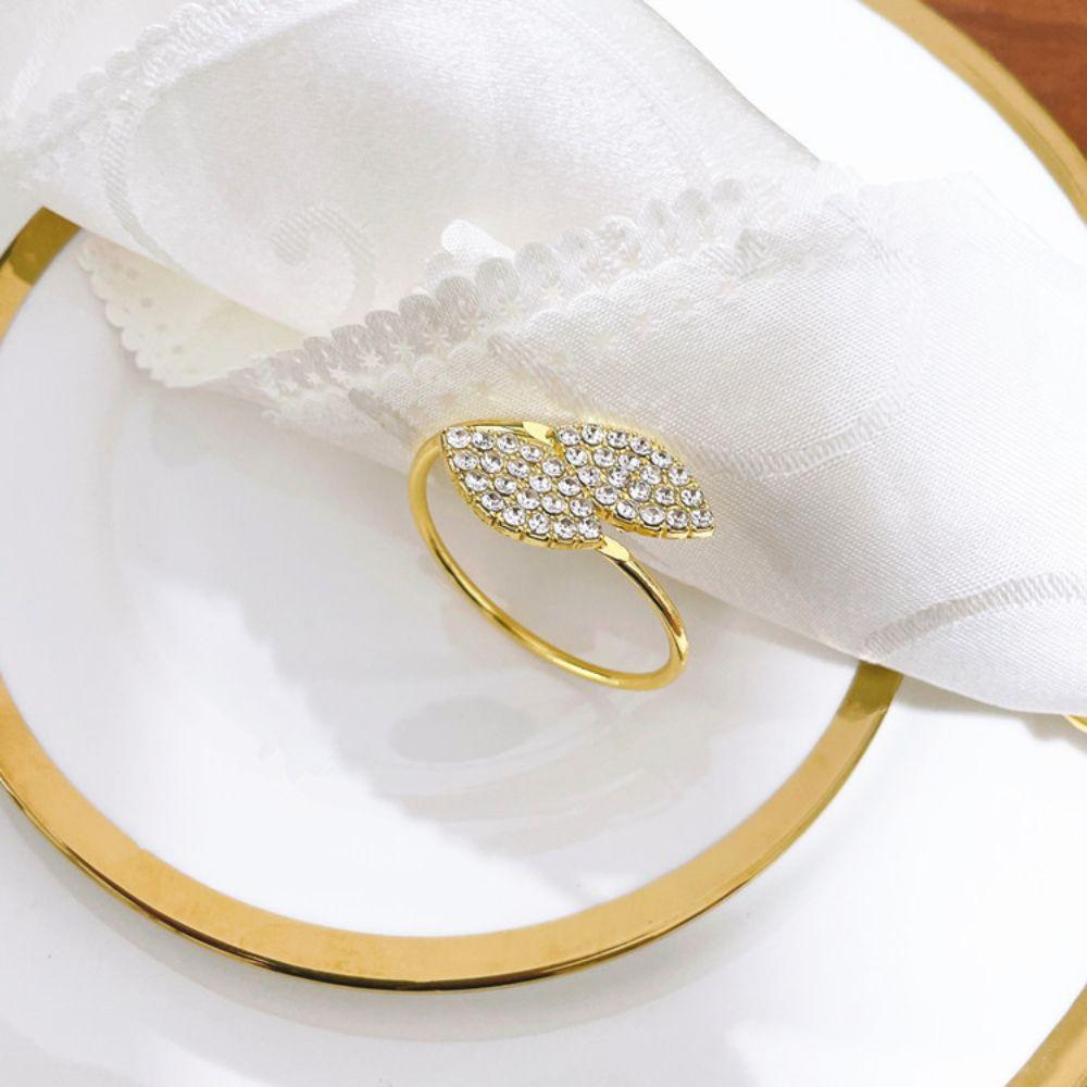 12 PCS Zinc Alloy Leaf Napkin Holders Gold Napkin Holder Elegant Napkin Ring Set Holiday Decor
