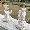 Solar Resin Angel Sculpture Lamp - Roman Column Design for Garden & Home Decor (Eco-Friendly Outdoor Light)