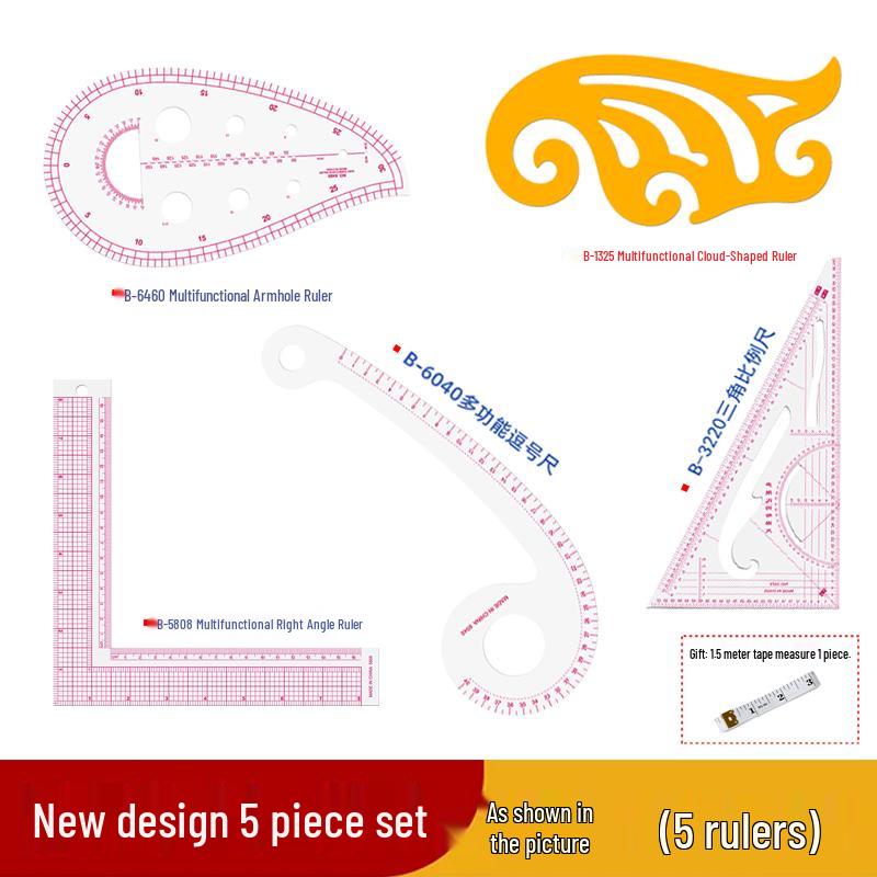 Multifunctional Dressmaking and Grading Ruler Set for Sewing, Tailoring, Curve Cutting, and Proportion Pattern Making