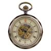 Elegant Vintage Roman Numerals Men's Mechanical Pocket Watch Hand Winding Movement Open Face Pocket Chain Timepiece Male