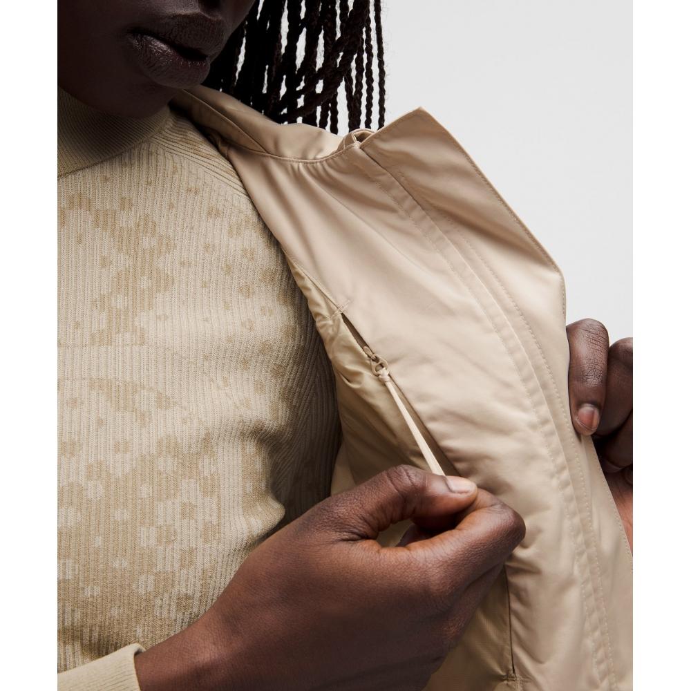 Lululemon Taffeta Removable Hood Long Jacket  Slnsh Collection Mojave Tan