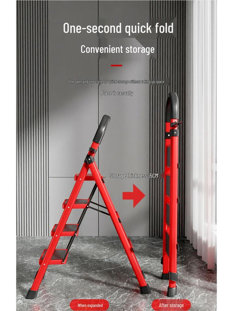 Compact Multi-Functional 4-Step Folding A-Frame Household Ladder