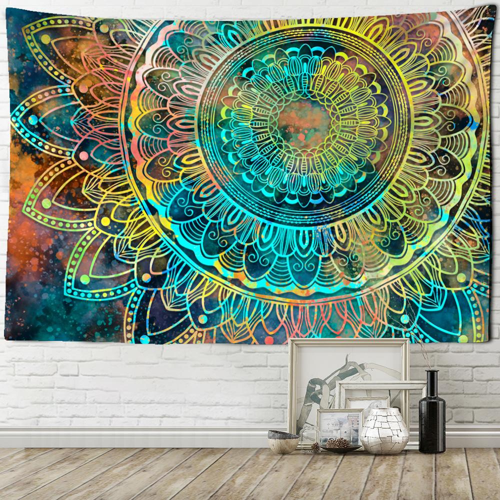 Colorful Starry Sky Mandala Tapestry Wall Hanging Bohemian Style Psychedelic Witchcraft Art Home Decor
