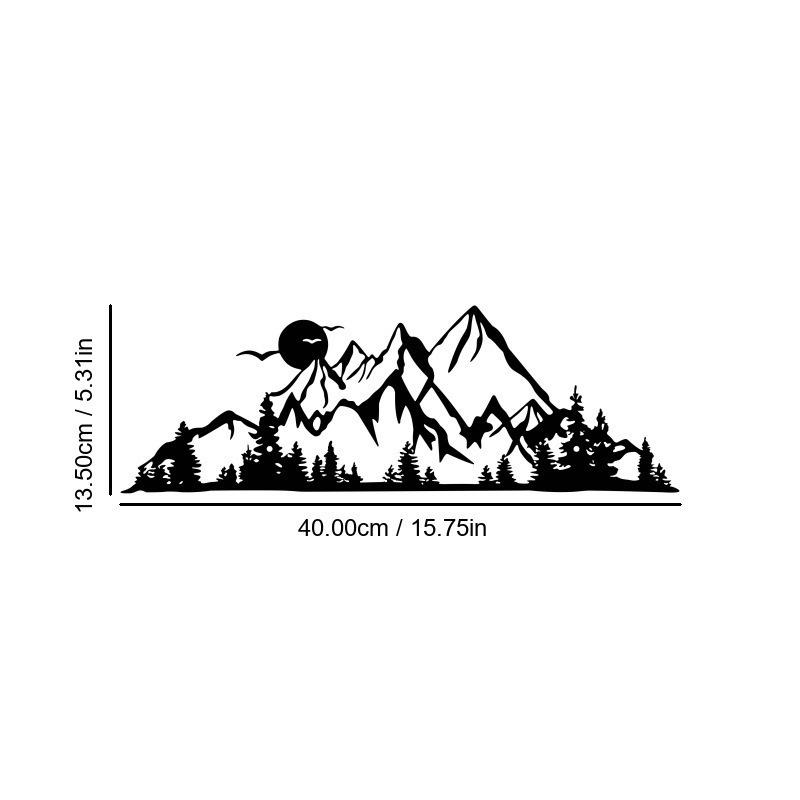 Mountain View Laser-Cut Black Iron Silhouette Wall Decoration