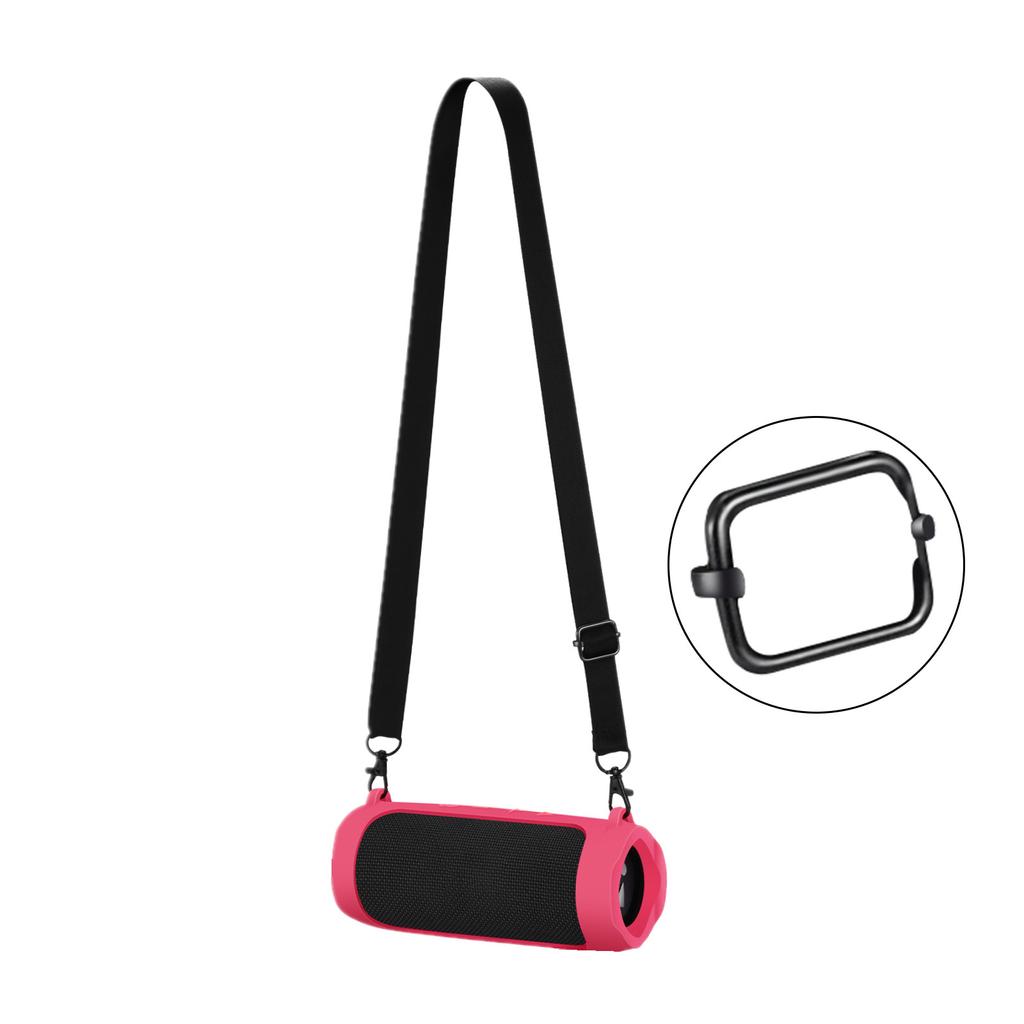 Silicone Travel Carrying Pouch with Carabiner Waterproof Wireless Speaker Case Adjustable Strap Portable for JBL Flip 6/Flip 5