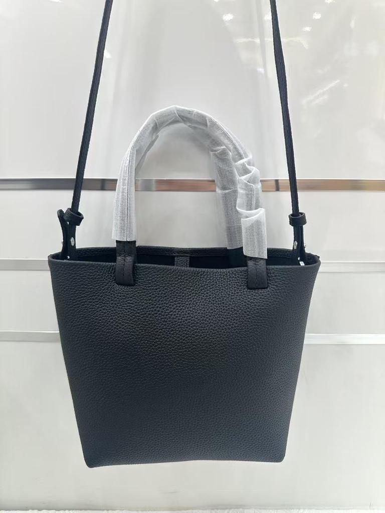 The Row Genuine Leather Small Tote Bag - Large Capacity, Lychee Pattern, Shoulder/Crossbody/Underarm Styles.