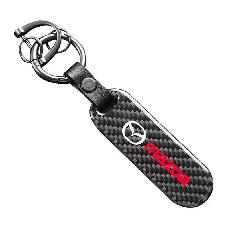 

2025 Hot For Mazda Skyactiv 2 3 5 6 7 RX8 Demio MX5 car accessories 1Pcs Metal Car Key Chain Key Ring Carbon Fiber Keychain