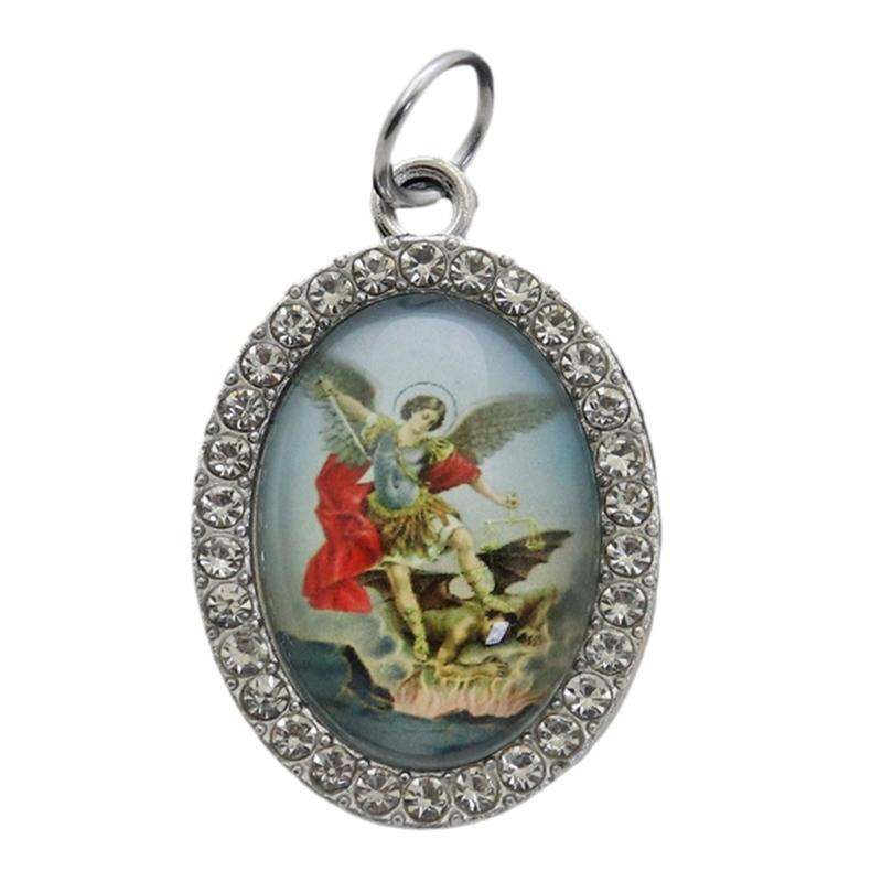 10 Piezas Colgante Encanto Forma Ovalada Religiosa Figura Metal Pedrería Colgante para Collares Llaveros Fabricación de Joyería DIY