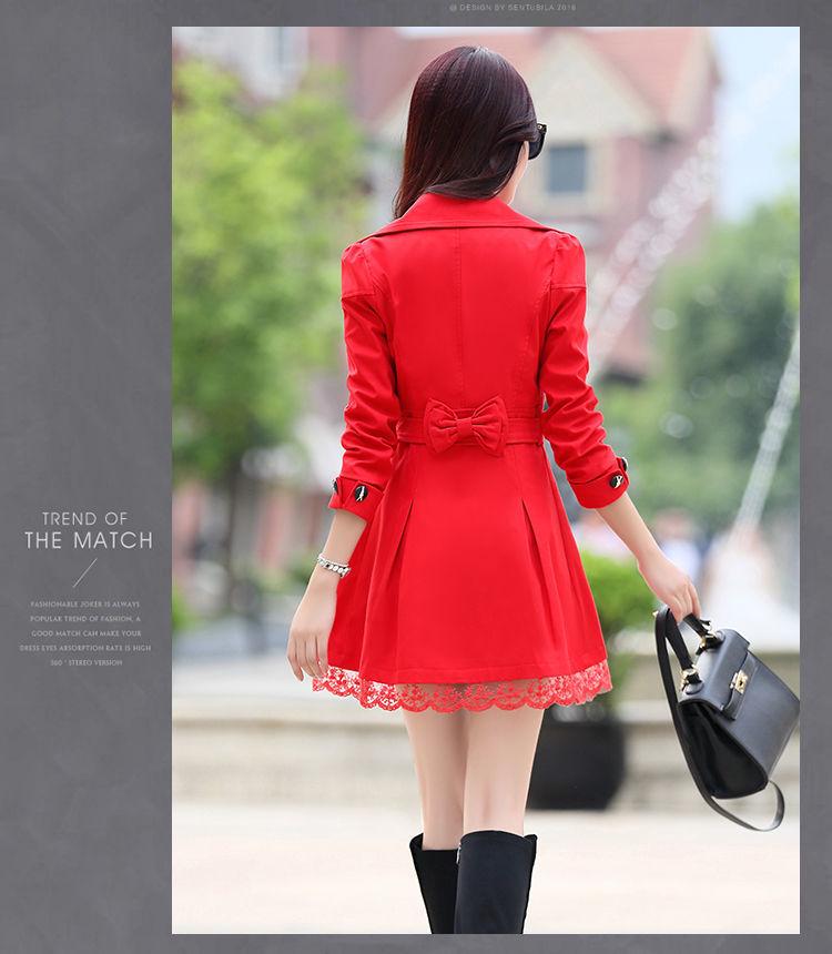Women's Mid-Length Double-Breasted Spring & Autumn Casual Slim Fit Korean-Style Windbreaker Jacket