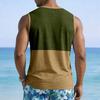 Men Sleeveless Casual Tank Top with Wide Shoulder Straps Chest Pocket and Panel Design for Everyday Wear