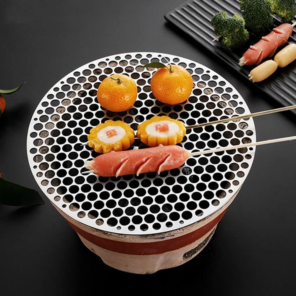 Stainless Steel Barbecue Net Round Metal BBQ Mesh Grate Grid Camping Picnic Food Rack BBQ Grill Kitchen Tool Accessories28cm