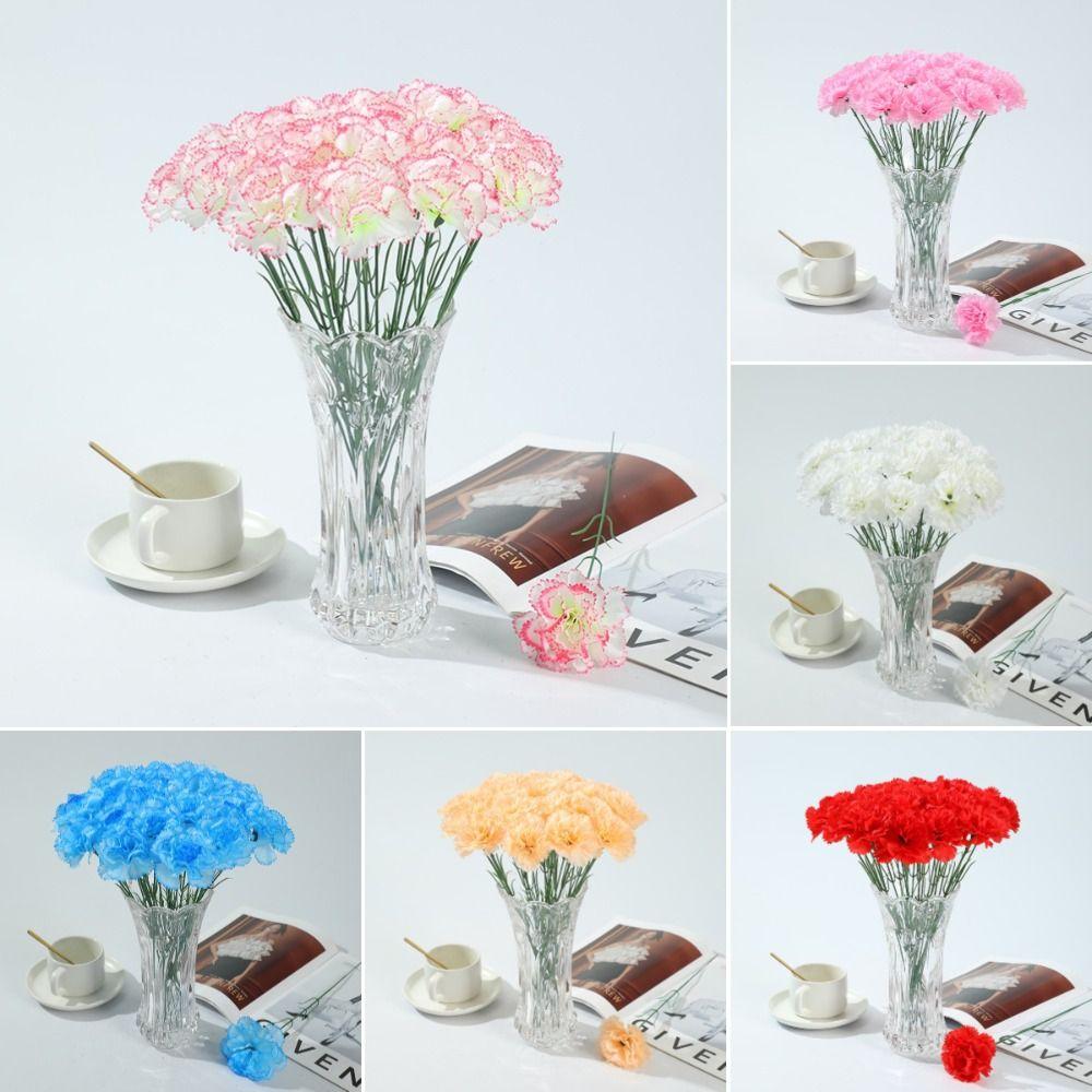 10pcs 3D Silk Flower Multi Color Fake Flowers New Carnation Branch Mother's Day