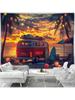 Sonnenuntergang am Meer Wohnmobil Druck Wandteppich Wohnzimmer Wanddekoration Mehrere Größen Hintergrundtuch Maschinenwaschbar