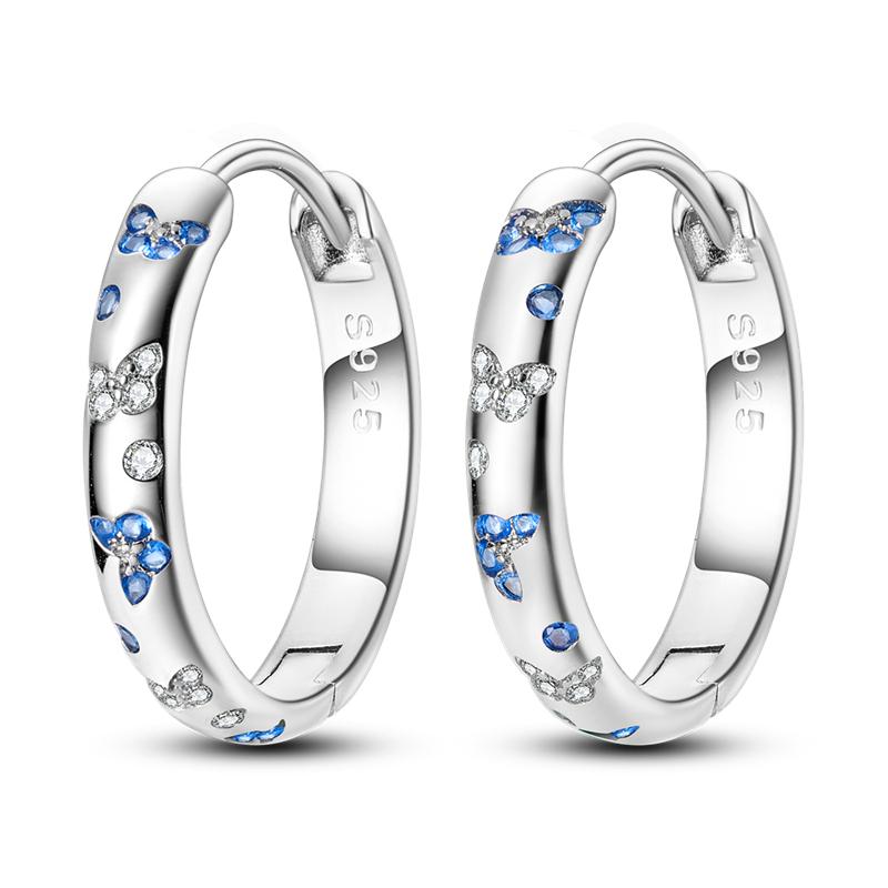 925 Silver Bees Butterflies Insects Series Zircon Hoop Earrings Women Jewelry Gifts Accessories