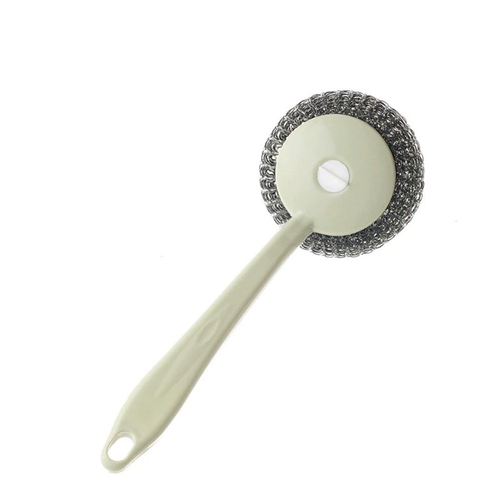Steel Wire Ball Long Handle Brush Pan Dishes Cleaning Stainless Steel Cleaning Ball Household Wash Ball Wire Handle Brush