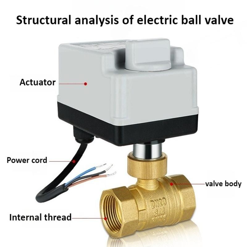 Brass Bidirectional Electric Ball Valve AC220V 1/2 "3/4" 1 "1-1/4" 1-1/2 "waterproof Electric Ball Valve Dual Control T/L Type