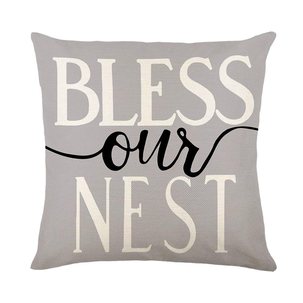 Spring Plant Flower Pillow Cover Home Letter Printed Polyester Pillow Cover Living Room Cushion Cover