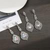 Retro Long Water Drop Rhinestone Earrings, Alloy Diamond-encrusted Gypsy Bride Earrings, High-end Antique Earrings