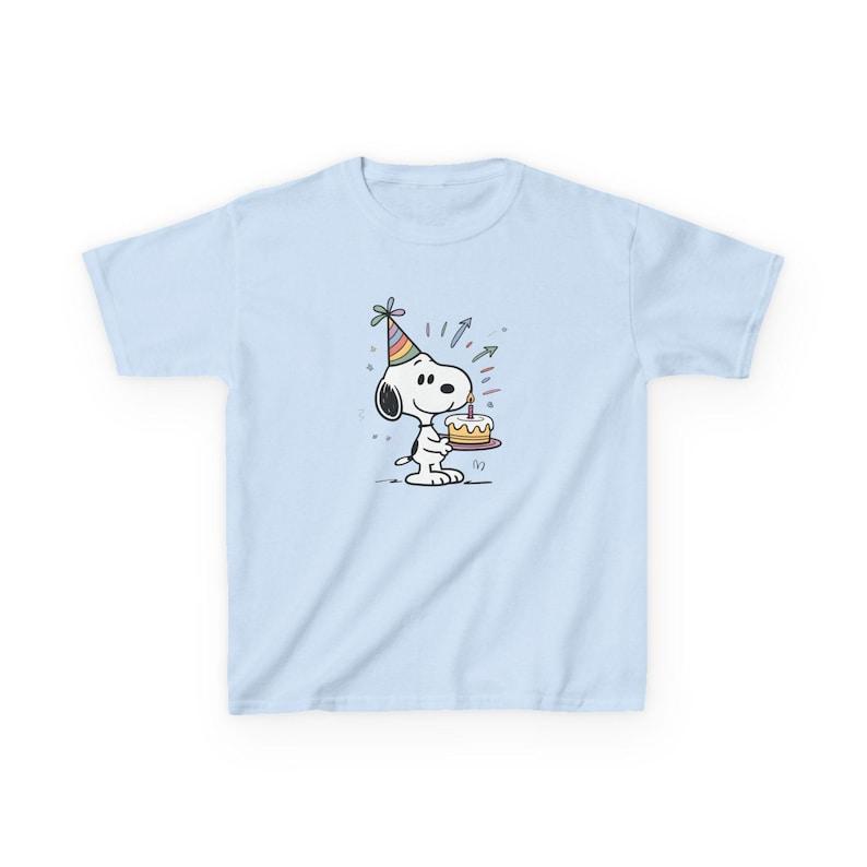 Dog in party hat with Birthday Cake Kids Tee | Cartoon Party Shirt for Kids 130