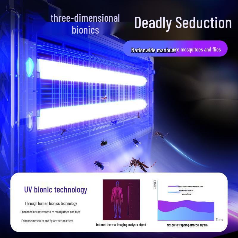 Outdoor LED Mosquito Fly Trap Lamp - Hanging Vertical Pest Control for Restaurants, Workshops, and Farms