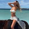 2026 Neues einfarbiges sexy gespaltenes Bikini-Set