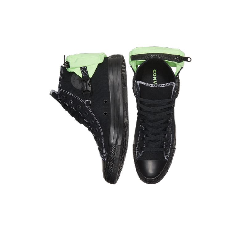 Черные кроссовки унисекс Converse Chuck Taylor All Star Buckle Up High Black Ghost Green — фото 4