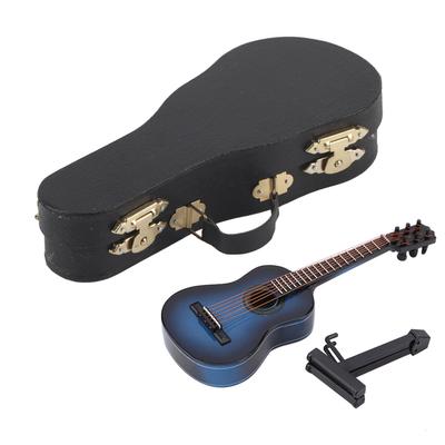 Miniaturowy drewniany model gitary Wyświetlacz Mini ozdoby muzyczne Craft Home Decor (Niebieski 14cm)