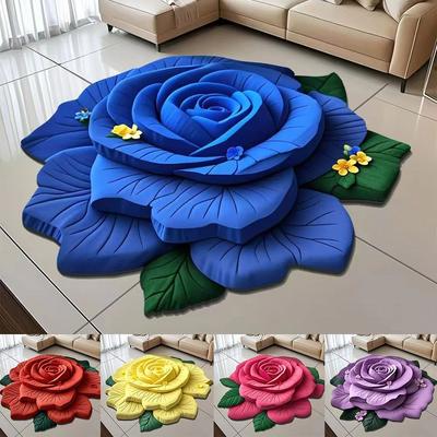 Washable Special-shaped Flower Carpet Soft Absorbent Bathroom Floor Mat Non-slip Creative Blanket for Living Room Bedroom