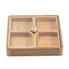 HeMu-Detachable Assembly Bamboo Partition Plate, Circular Square Dried Fruit Plate, Household Snack Storage Tray, Dessert Plate