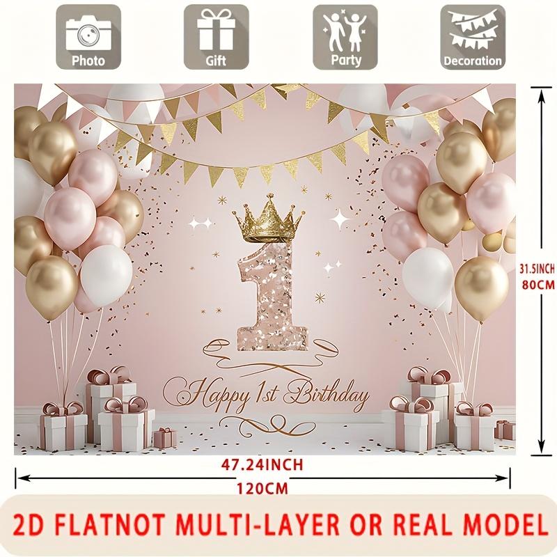 1Pcs Happy 1st Birthday Decoration Background Winter Backdrop Decorations For Photo Studio Photo Booth Christmas Party