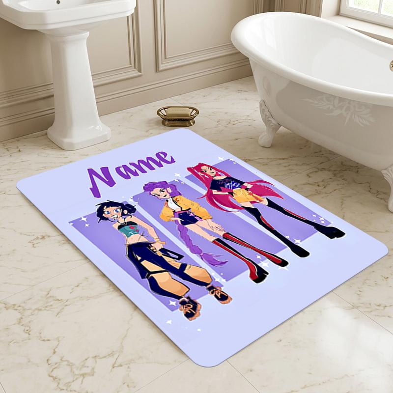 Personalized Name Huntrix Name Living Room Non-Slip Area Rug Soft Carpet for Bedroom Playroom Sofa Office Home Decor Doormat